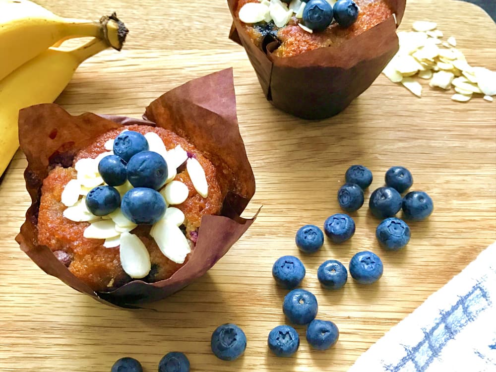 Paleo Banana & Blueberry Muffins