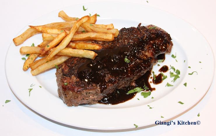 New York Steak au Poivre with Balsamic Reduction