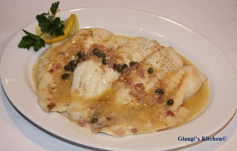 Orange Roughy with Capers, Shallots and Wine Butter Sauce