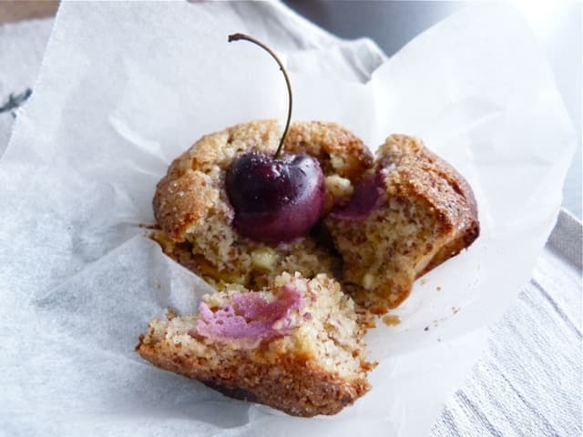 White Chocolate & Cherry Almond Muffins