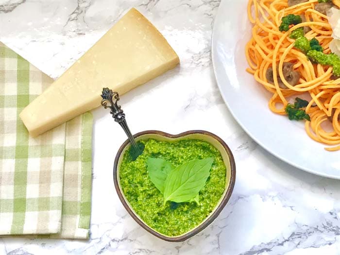Sweet Potato Noodles with Home-Made Pesto