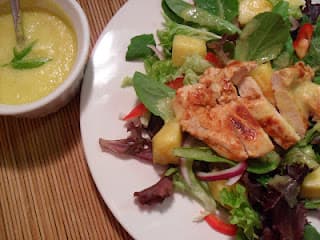 Chicken and Spring Mix Salad with Spicy Pineapple Dressing 