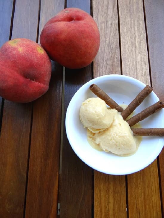 Homemade peach sorbet