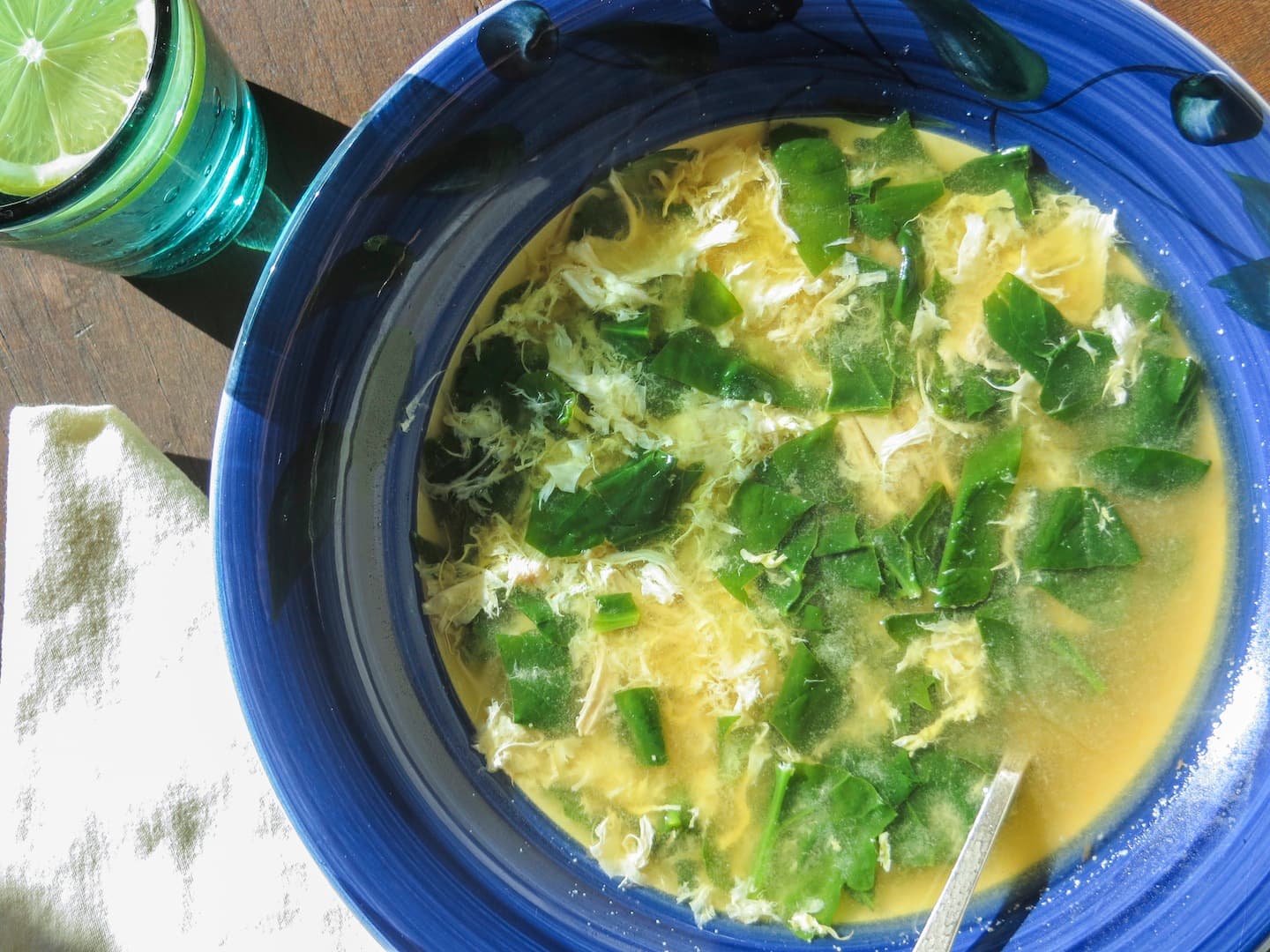 Soul-warming Egg Drop Chicken Soup with Spinach and Lemon