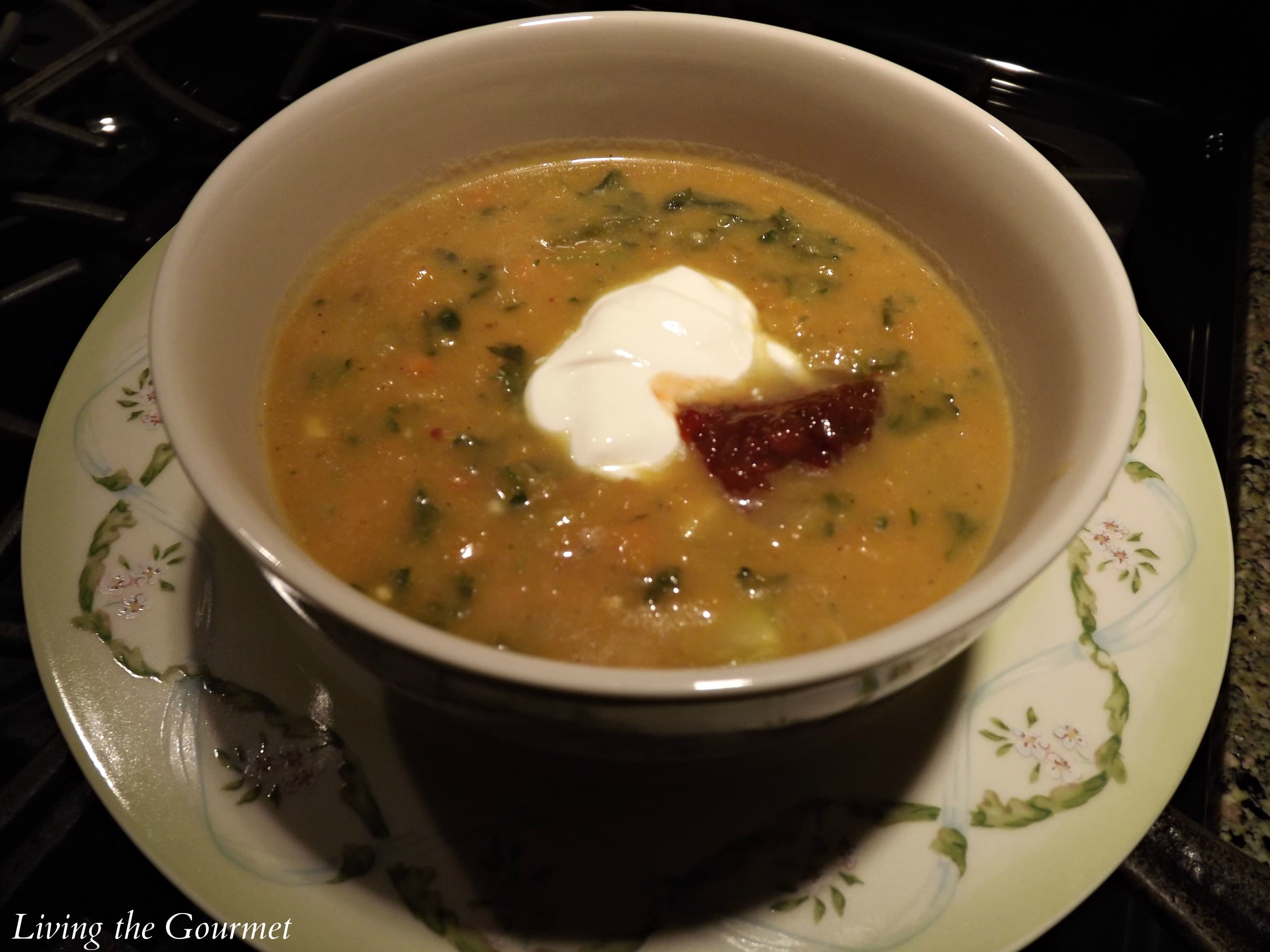 Sweet Potato Soup with Creamed Spinach