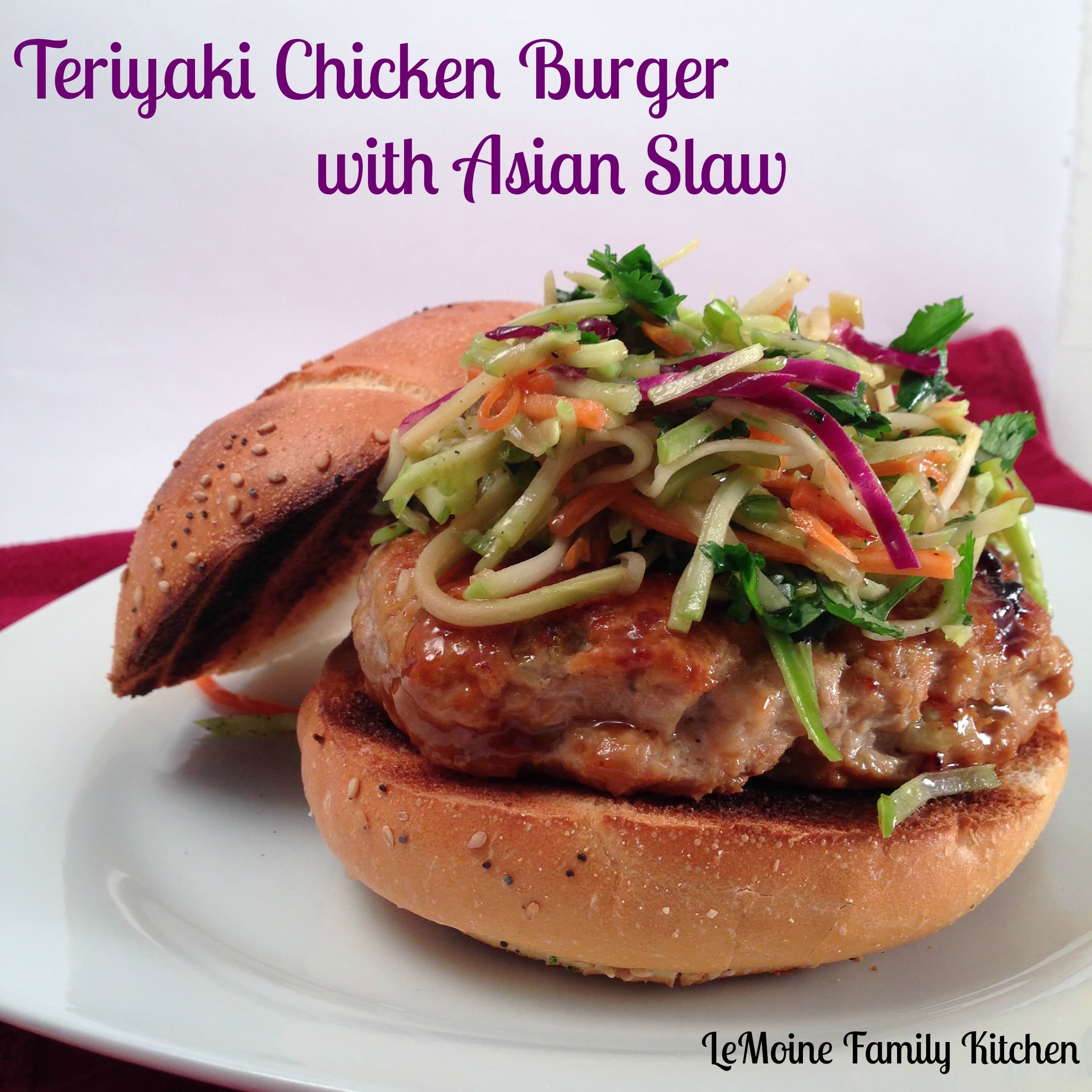 Teriyaki Chicken Burger with Asian Slaw
