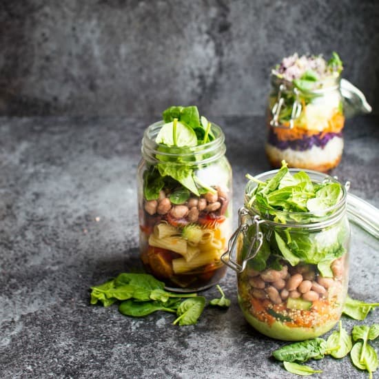 Three Quick Vegan Salad Jars