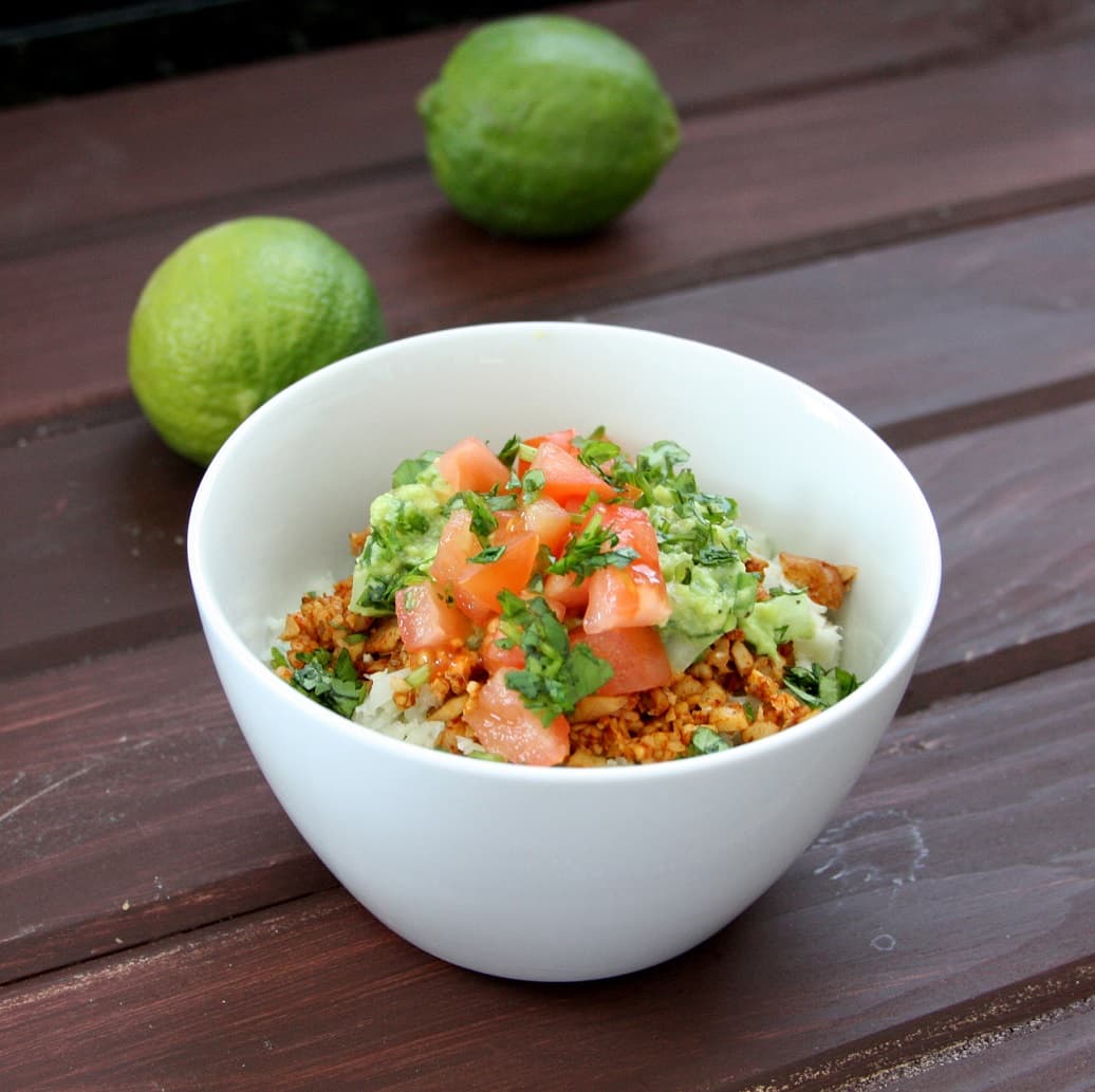 Vegan Taco bowls with Cilantro Lime Cauliflower Rice