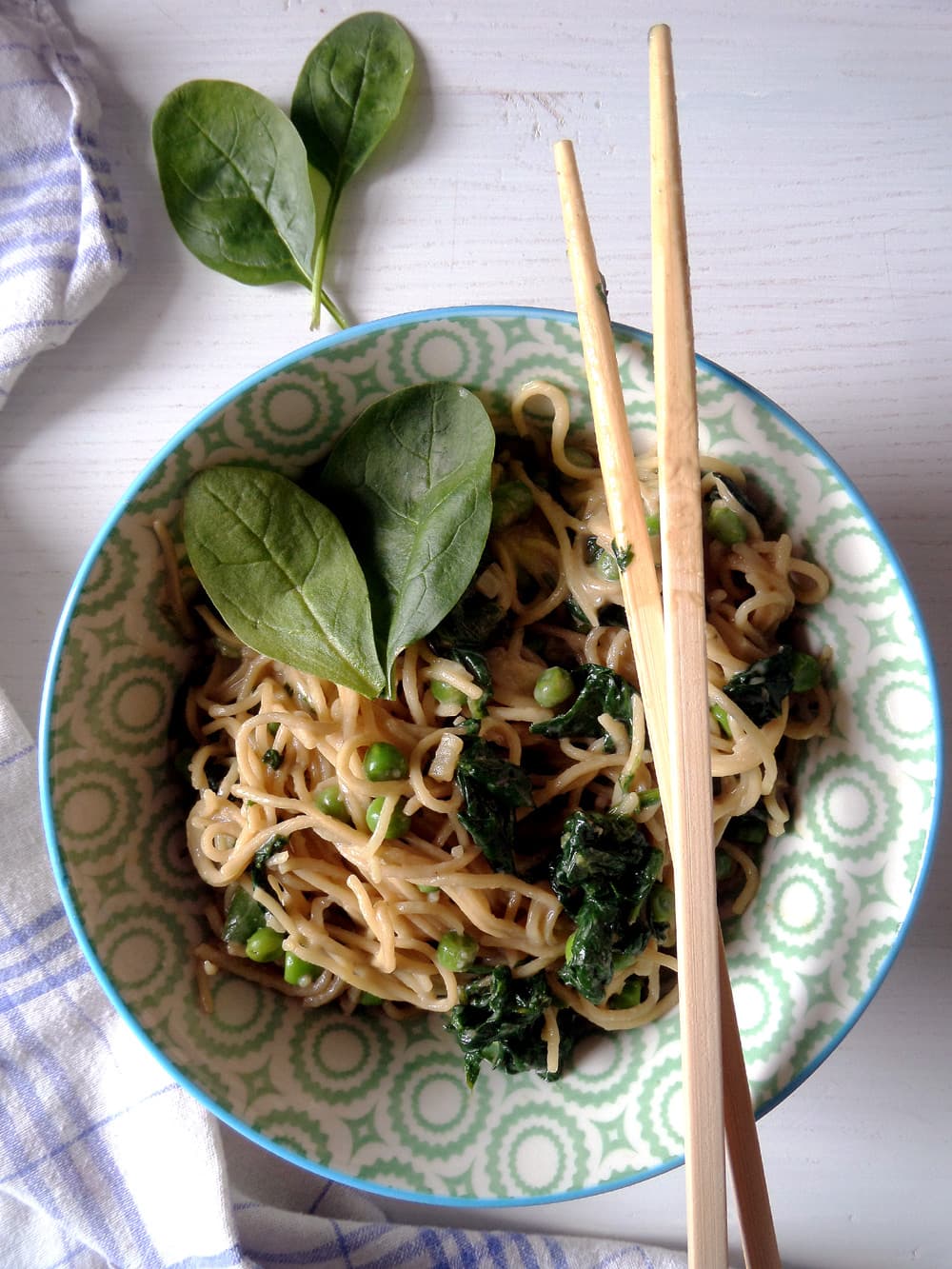 Vegan Spinach Peanut Butter Noodles