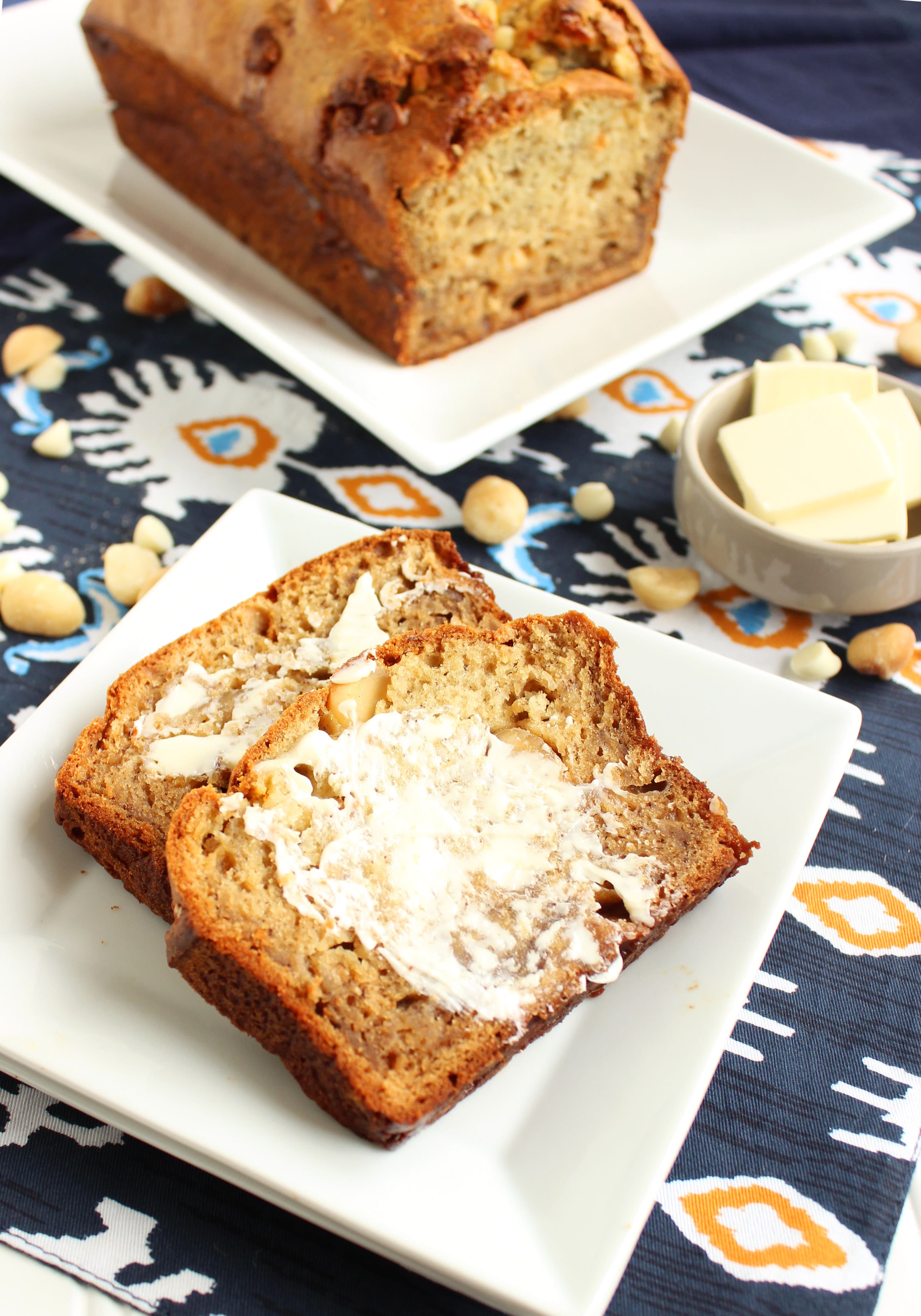 White Chocolate Macadamia Banana Bread