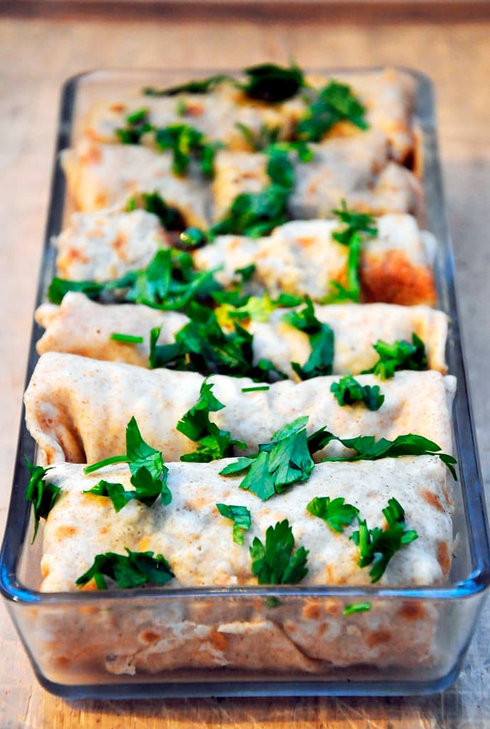 Mushroom Crepes with Vegan or Vegetarian Sauce