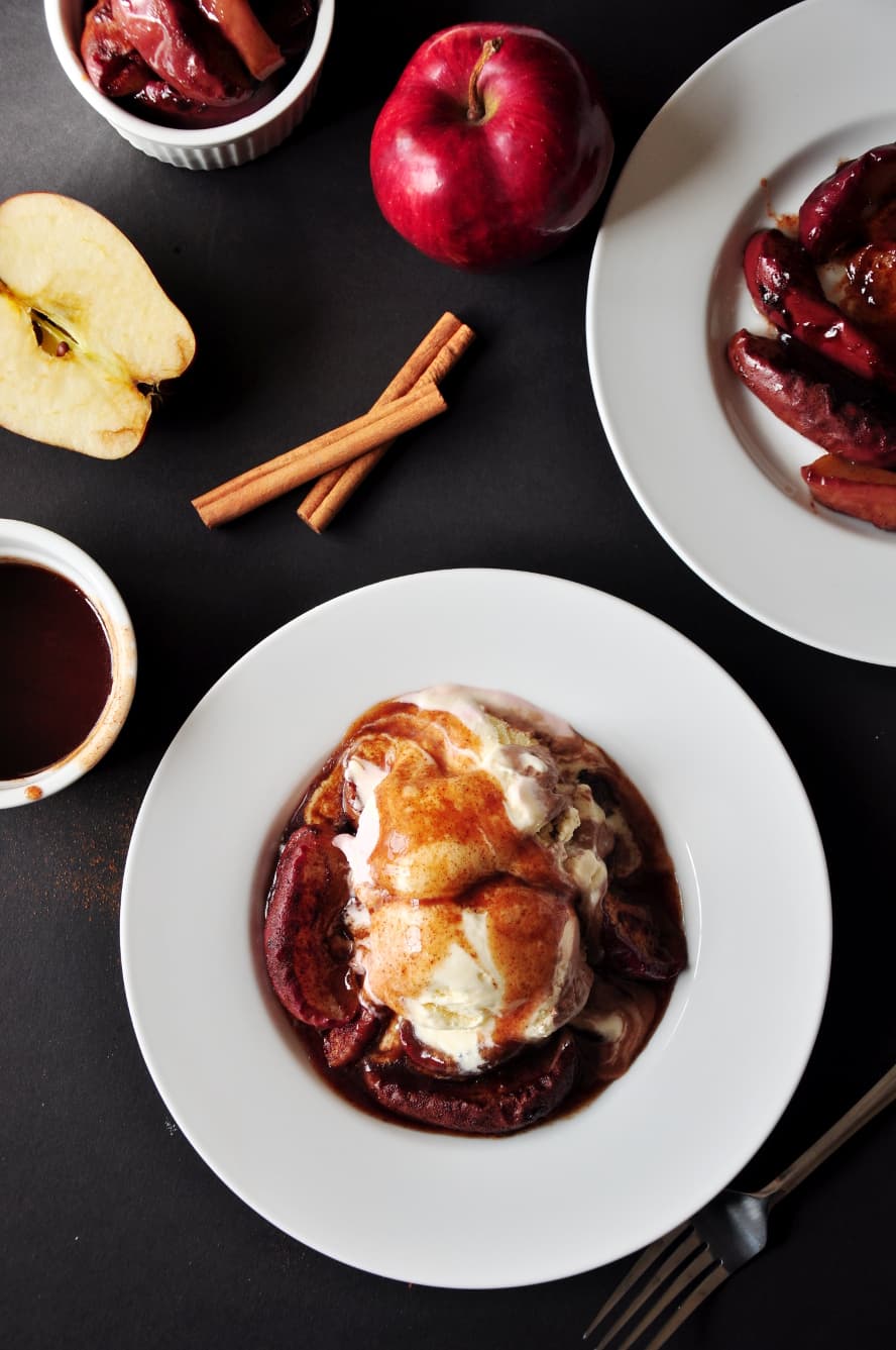 Baked Cinnamon Apple with Ice Cream