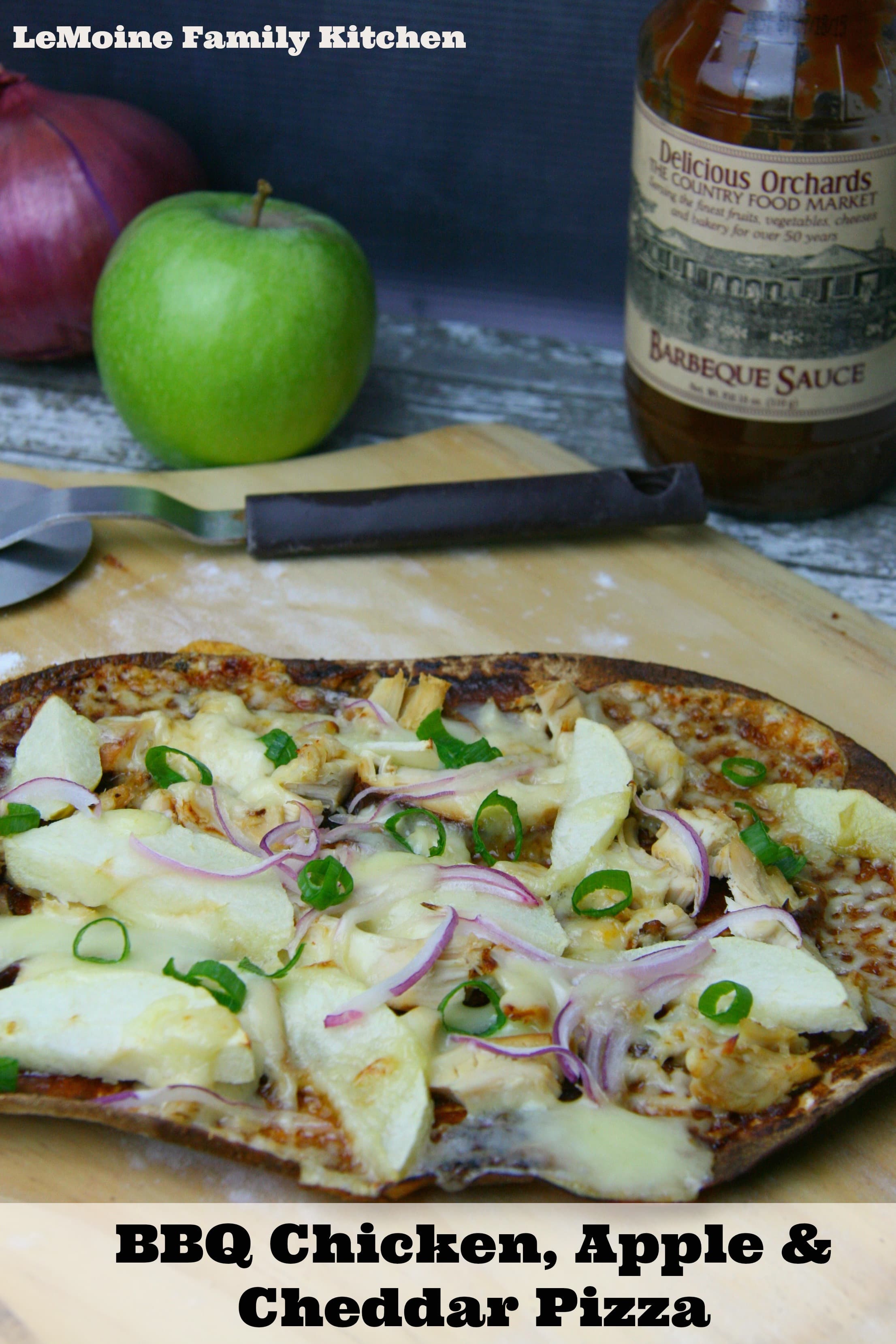 BBQ Chicken, Apple & Cheddar Pizza