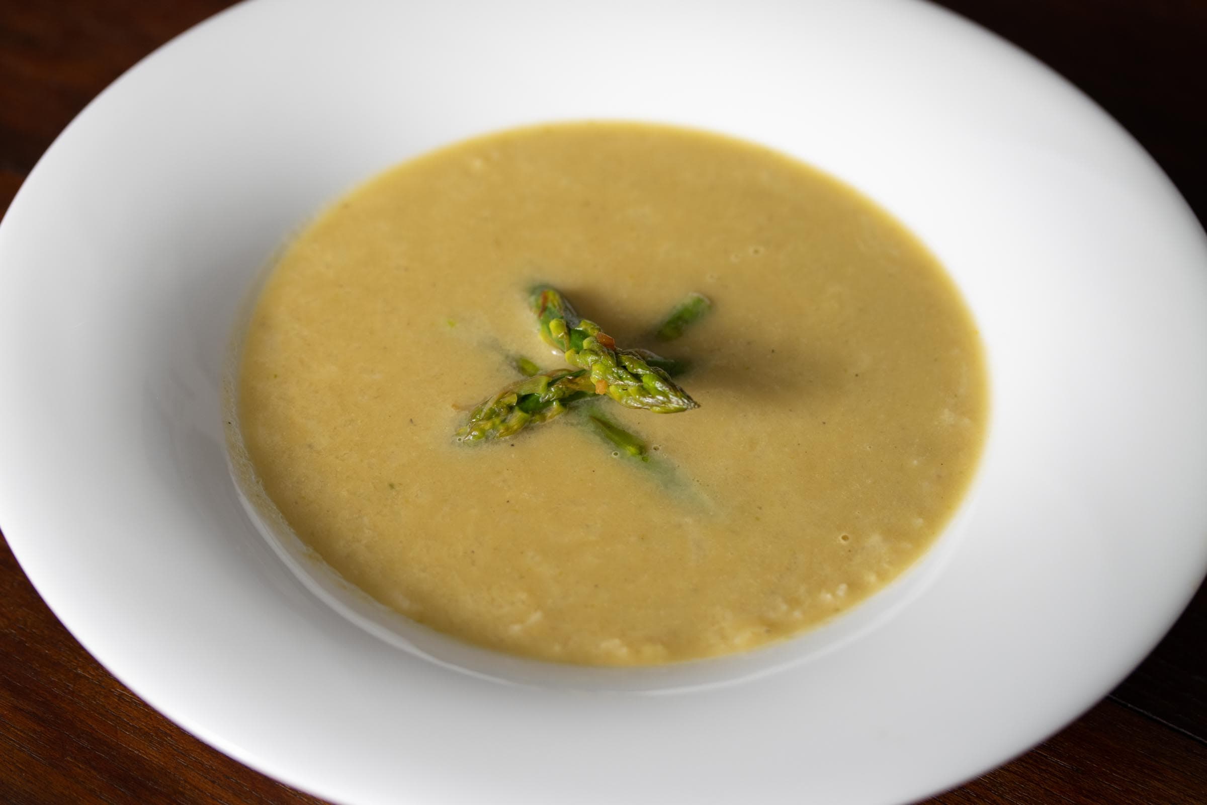 Asparagus Soup with Caramelized Leeks