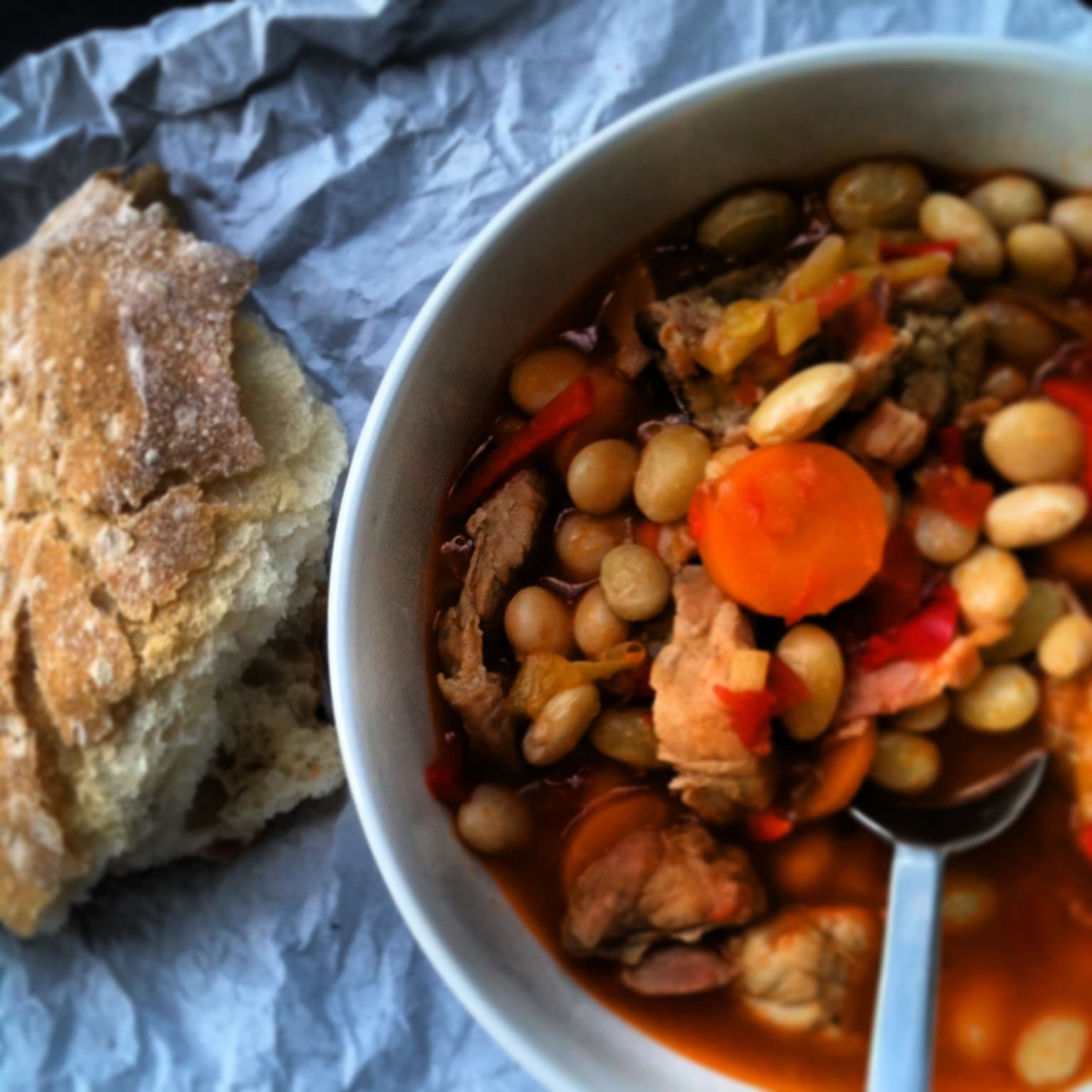 Comforting Borlotti Beans Stew with pork belly and smoked paprika