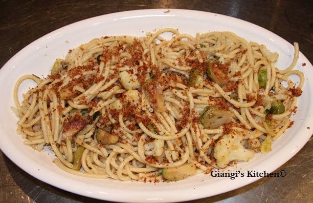 Bucatini with Cauliflower and Brussels Sprouts