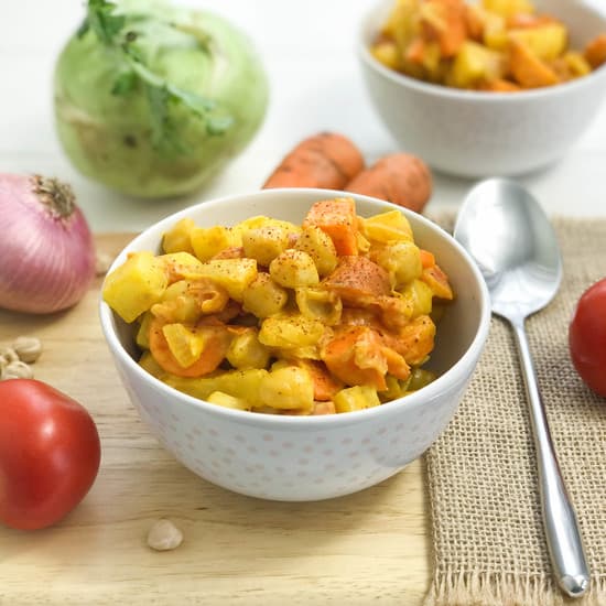 Vegan Chickpea, Carrot, Tomato and Kohlrabi Stew