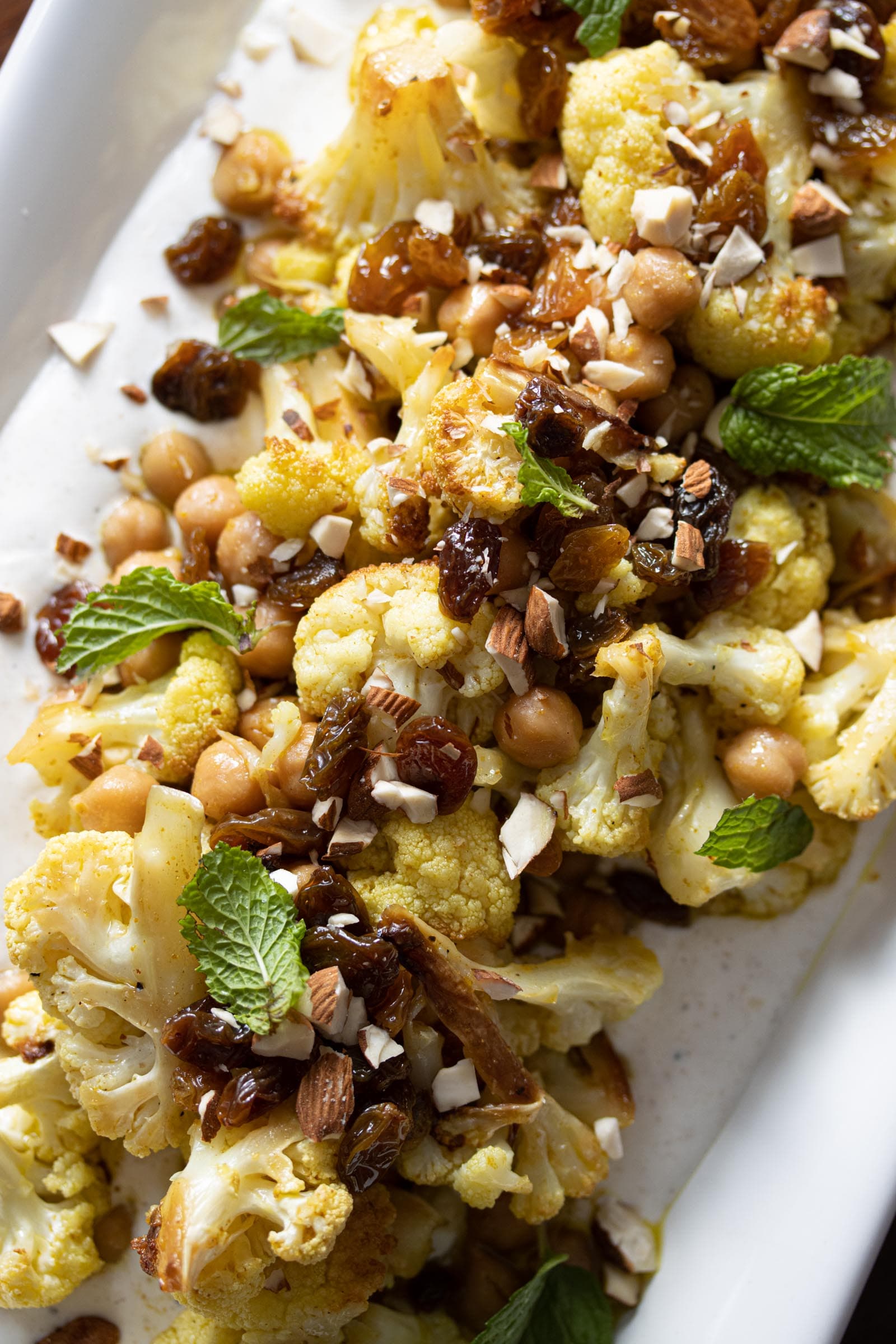 Chickpeas, Cauliflower, Curry Vinaigrette, and Spiced Yogurt