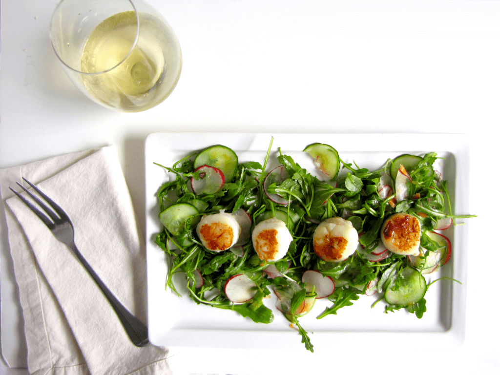 Citrus Arugula Salad with Seared Scallops