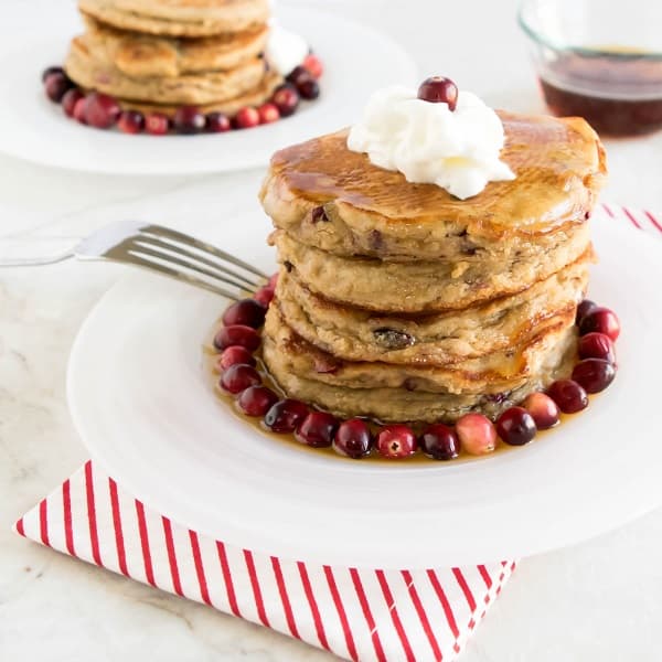 Caramelized cranberries coconut pancakes