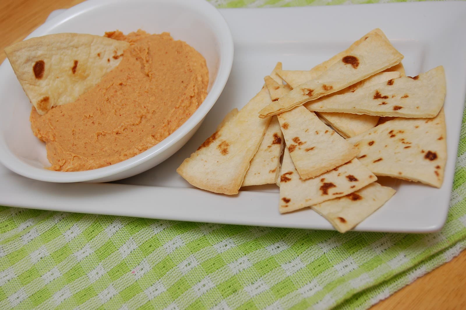 Creamy Chili Lime Hummus with Homemade Baked Tortilla Chips