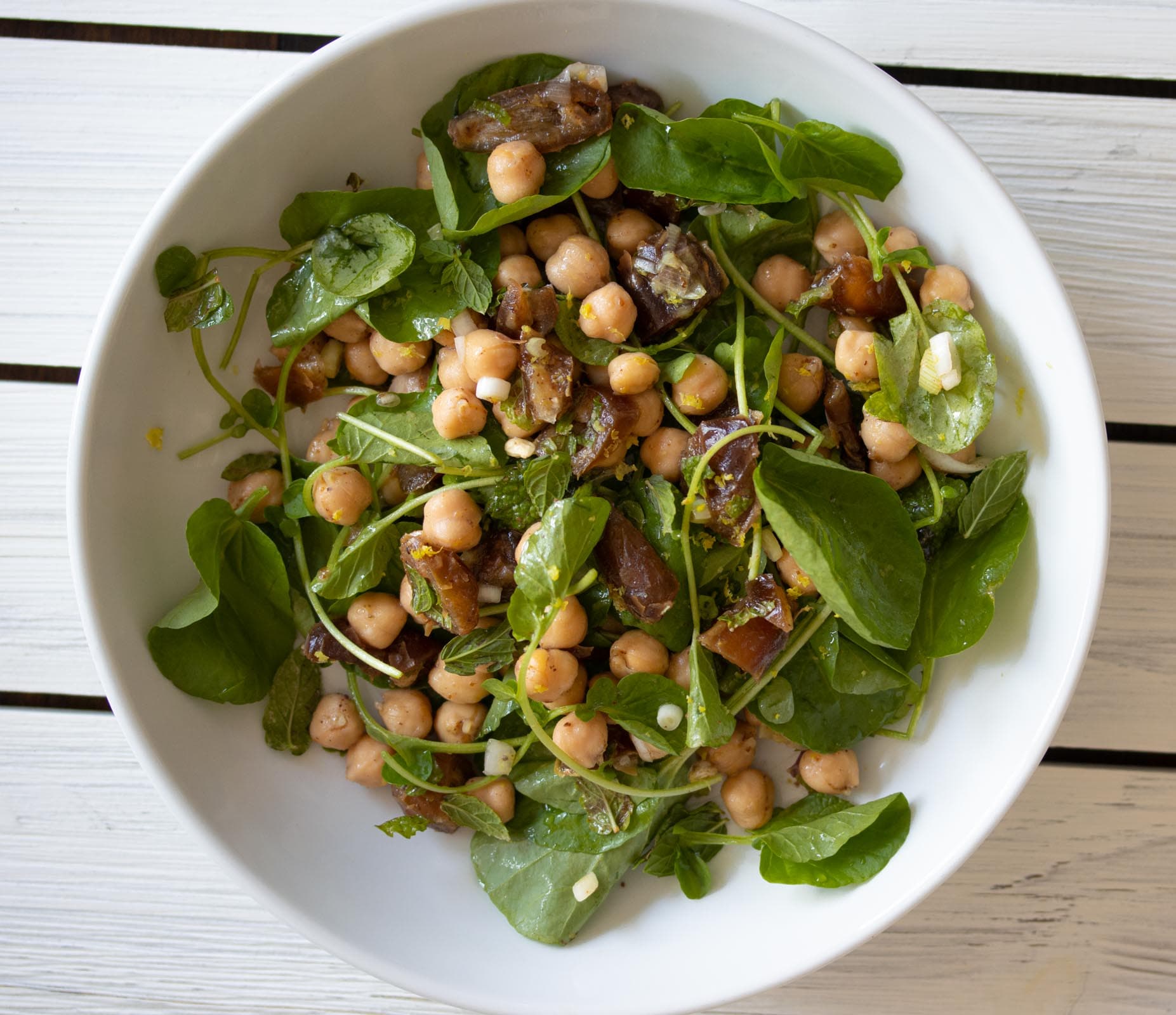 Cresson, Garbanzo Beans, Dates Salad