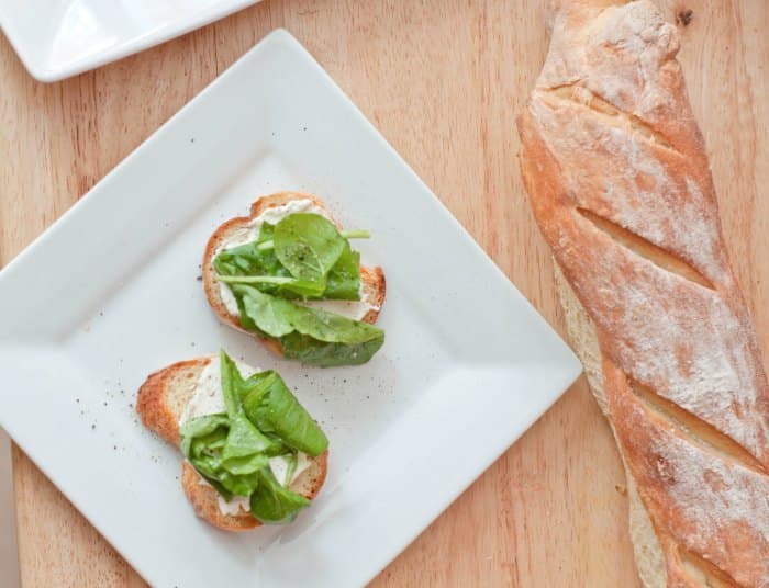 Whipped Feta and Arugula Crostini