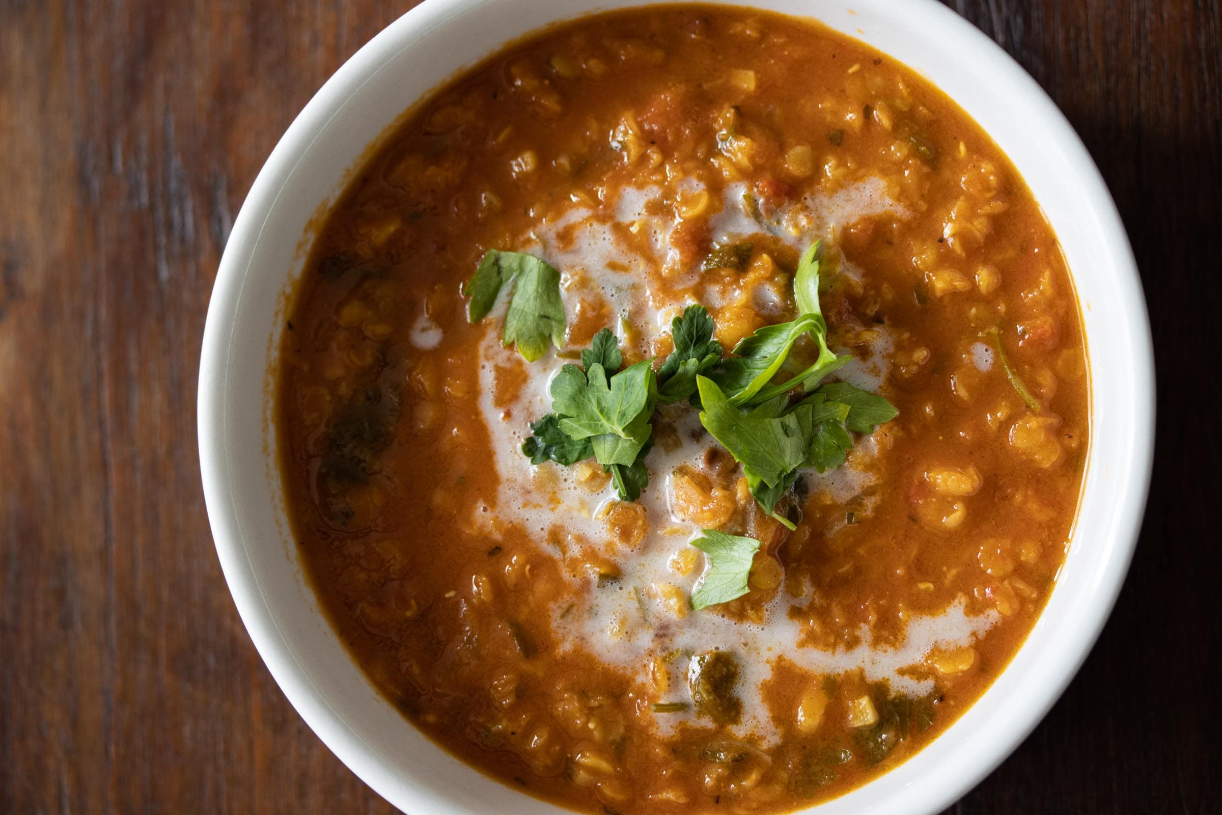 Curried, Lentil,  Tomato & Coconut Soup