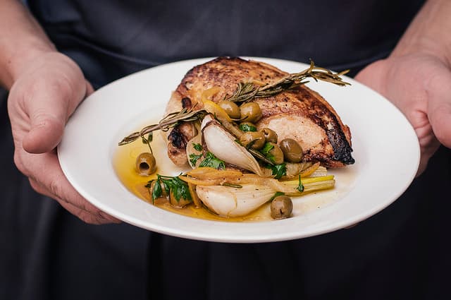 roasted chicken with preserved lemons and gordal olives 