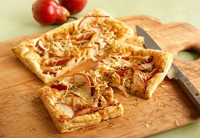 Easy Dinner Recipe: Leftover Turkey, Asiago and Pear Tart