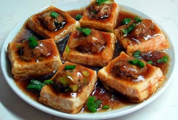 Chinese-Style Pan-Fried Stuffed Tofu With Oyster Sauce