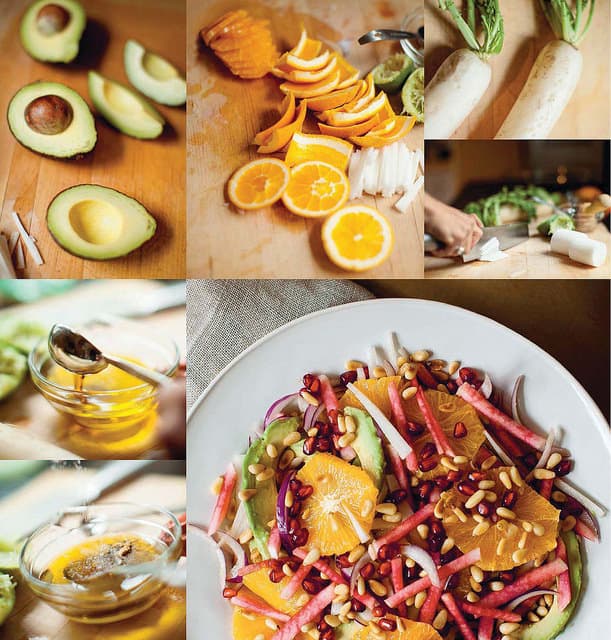 Avocado, Orange and Daikon Salad with Cumin Lime Vinaigrette