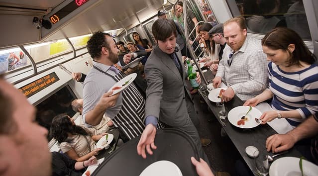 NYC Dining Car Serves Three-Course Meal on the Subway
