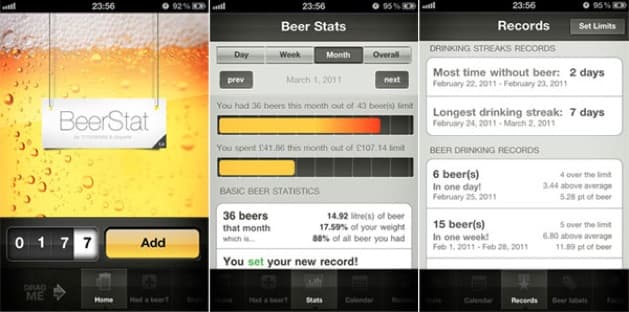 BeerStat iPhone App Logs Your Alcohol Calories and Drinking Habits