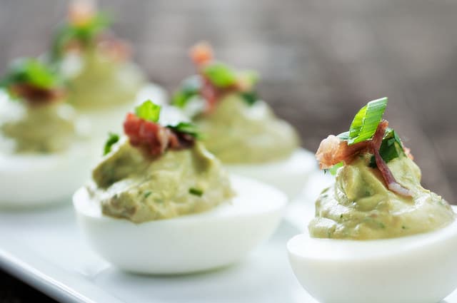 Bacon Avocado Deviled Eggs