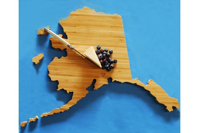 A Heirloom Alaska State  Shaped Cutting Board