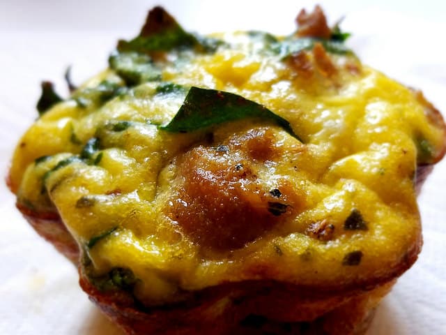 Paleo Sausage and Egg Muffins with Collard Greens and Ricotta Cheese