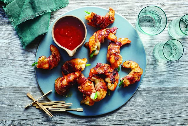 Bacon Wrapped Jalapeno Shrimp w/ Cherry Cola Sauce   