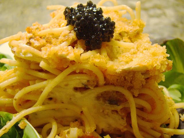 Crunchy Pasta Cake With Fresh Mozzarella Salad