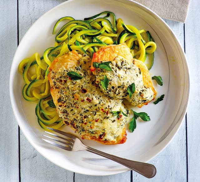 Instant Pot Keto Pesto Chicken with Zucchini Noodles