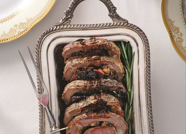 Stuffed Leg of Lamb with Almond Fig Sauce