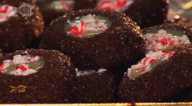 Chocolate Peppermint Thumbprint Cookies