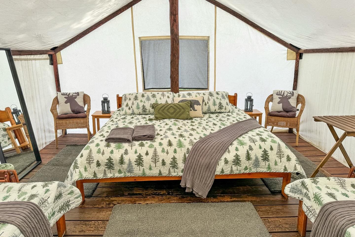 Glamping tent at REO Rafting