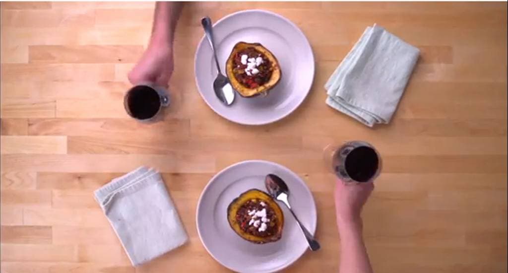Quinoa Stuffed Acorn Squash with Goat Cheese