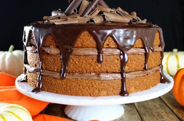 Pumpkin Cake With Chocolate Ganache