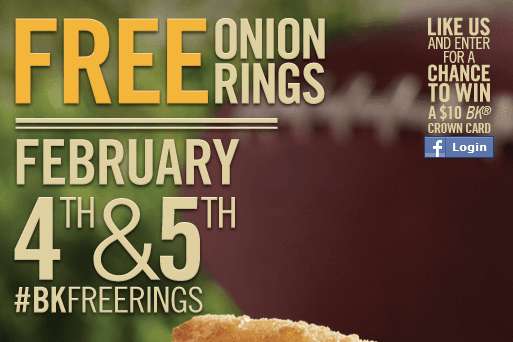 Free Onion Rings at Burger King This Weekend
