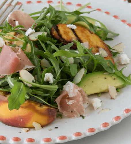 Hot and Healthy Grilled Peach and Prosciutto Salad