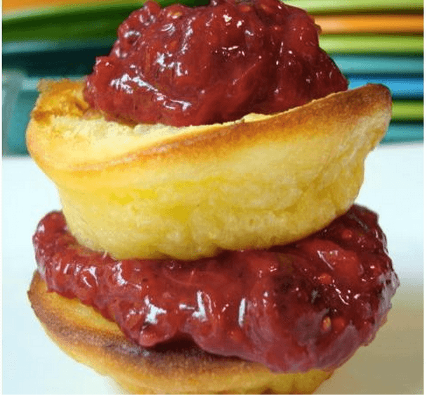 Delectible Dutch Babies With Berry Rhubarb Compote