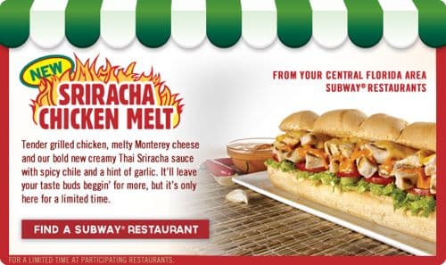 Subway's Sriracha Chicken Melt
