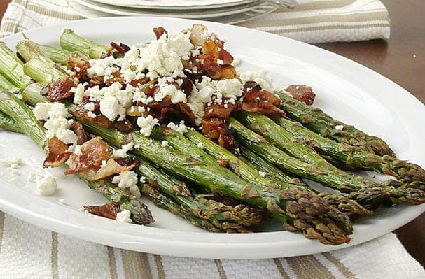 Seasonal Eats: Roasted Asparagus with Bacon and Feta Cheese